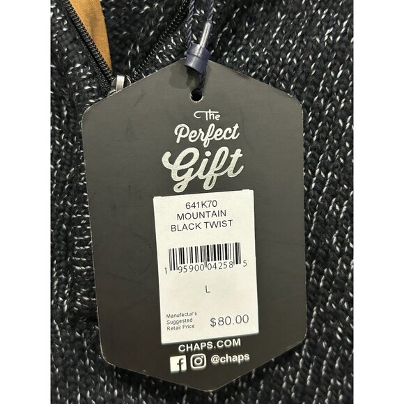 Chaps NWT Mens Half-Zip Sweater Black & White Cotton Blend Size L - Picture 8 of 11